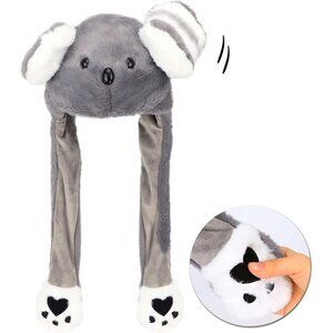 Kids Koala Animal Hat with Ears Moving Jumping Pop Up Beating Plush Holiday